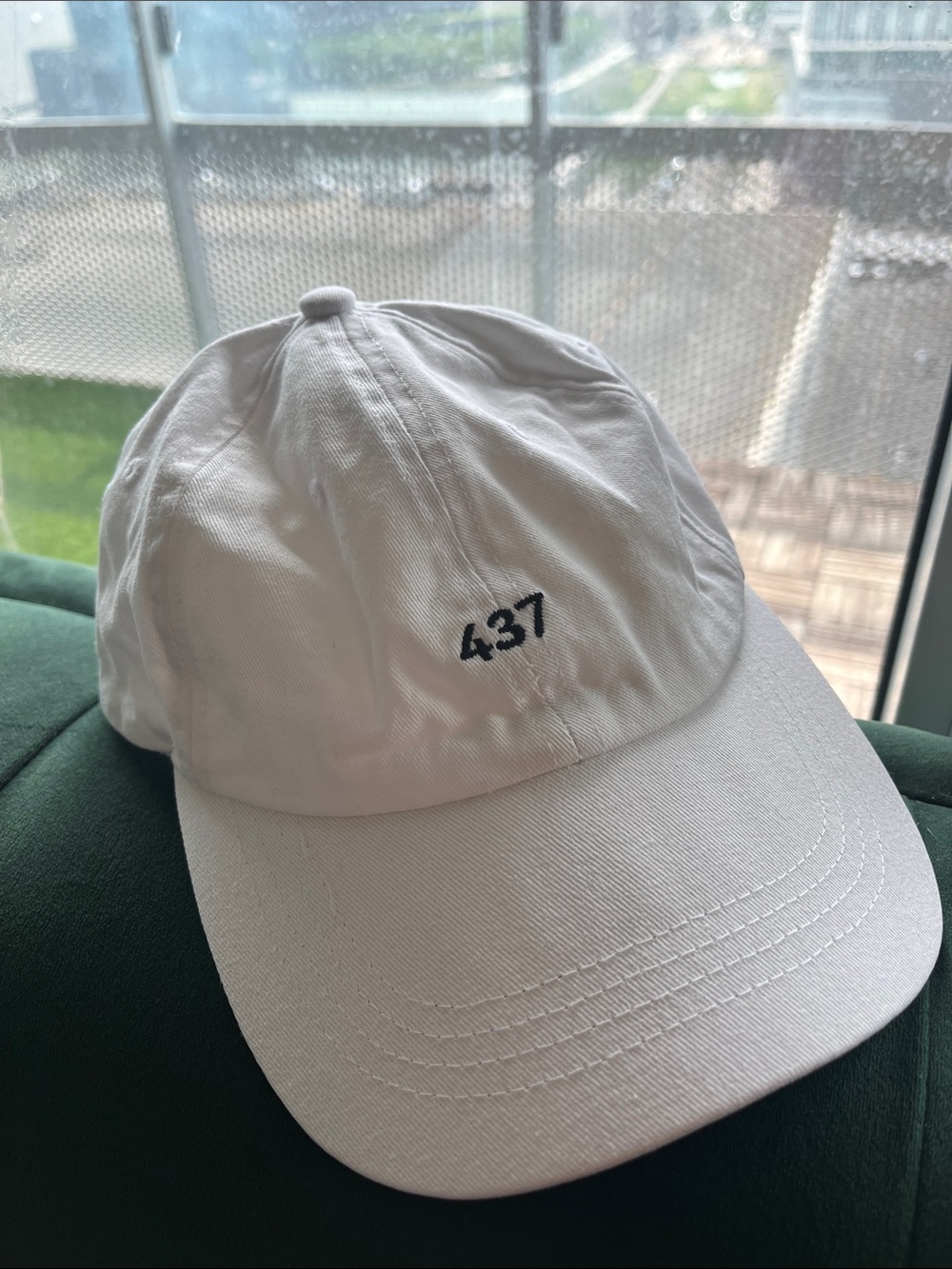White 437 Embroidered Cotton Baseball Cap